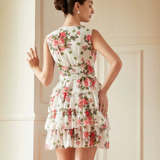 Damen Sommerliches Kleid mit Rüschen und floralem Muster R&B