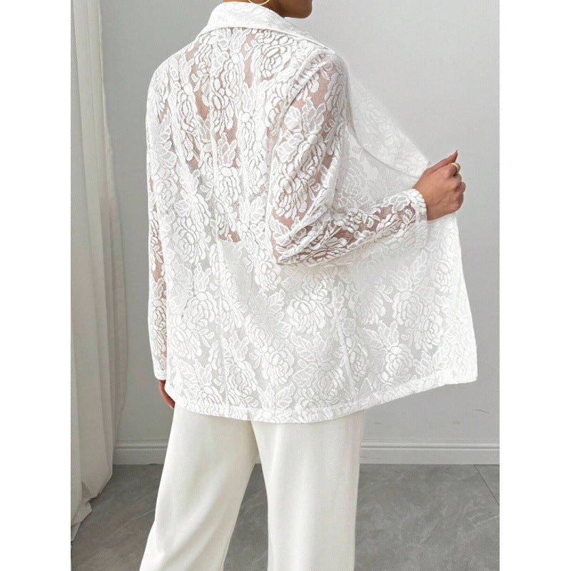 Damen Spitzenblazer mit elegantem Schalkragen R&B