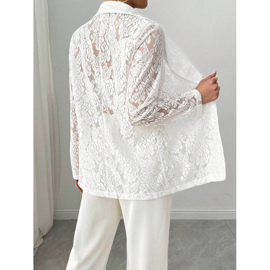 Damen Spitzenblazer mit elegantem Schalkragen R&B