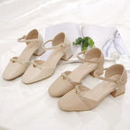 Damen Elegante Blockabsatz-Pumps mit Schmuckverzierung R&B