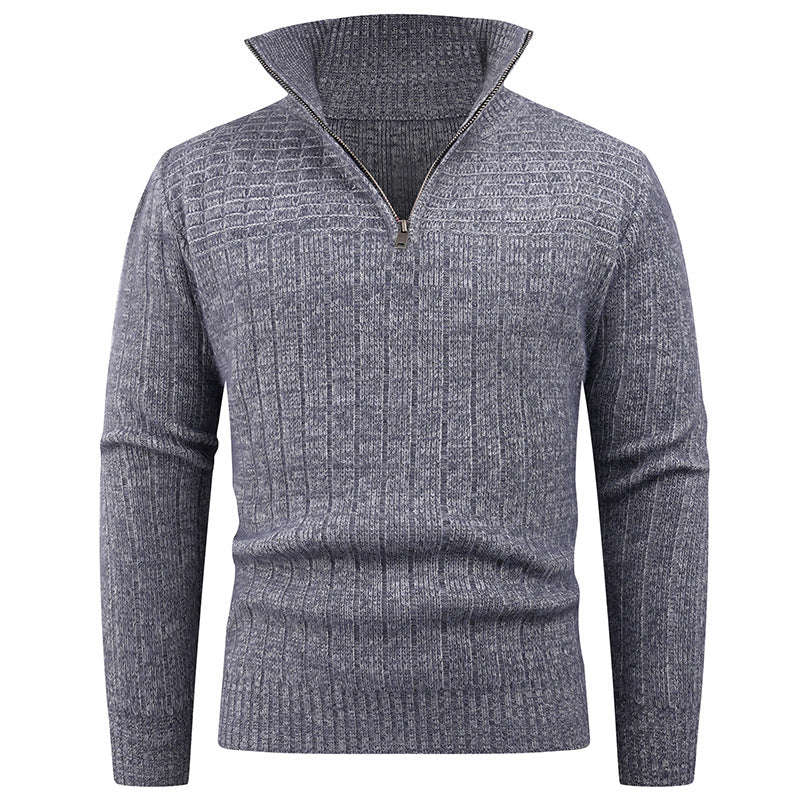 Herren Strickpullover mit modernem Zipper und strukturiertem Design