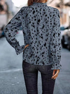 Damen Stilvolle Langarmbedruckte Bluse