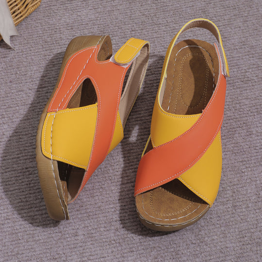 Damen Wedgesandalen mit modischem Kreuzriemen-Design und anatomischer Fußbettung R&B