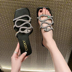 Damen Sandalen mit funkelndem Strass-Design und komfortabler Sohle R&B