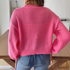 Damen Strickjacke mit dekorativen Perlenknöpfen und weitem Schnitt