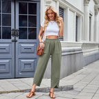 Damen weit geschnittene Freizeithose mit elastischem Bund und praktischen Taschen R&B