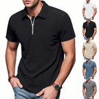 Unisex nan kurzärmeliges Halbzip-Polo aus geripptem Jersey mit Hemdkragen R&B
