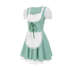 Damen Dirndlkleid mit traditionellem Karomuster und romantischen Rüschendetails R&B