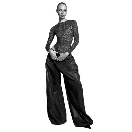 Damen Bodysuit aus feiner Spitze mit langen Ärmeln R&B