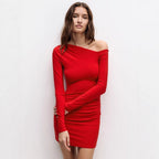 Damen Off-Shoulder Minikleid mit figurformendem Design und eleganter Raffung R&B
