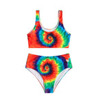 Damen Hochtailliertes Bikini-Set mit Spiralmuster R&B