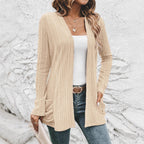 Damen Strickjacke mit langen Ärmeln und seitlichen Taschen R&B