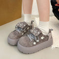 Damen Plateau-Sneaker mit modischen Sternen-Details und bequemem Klettverschluss