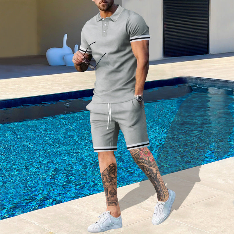 Herren sportliches Polo-Shirt und Shorts Set mit modernem Schnitt R&B