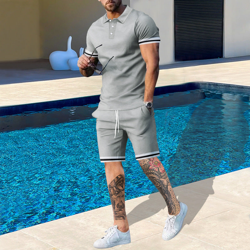 Herren sportliches Polo-Shirt und Shorts Set mit modernem Schnitt