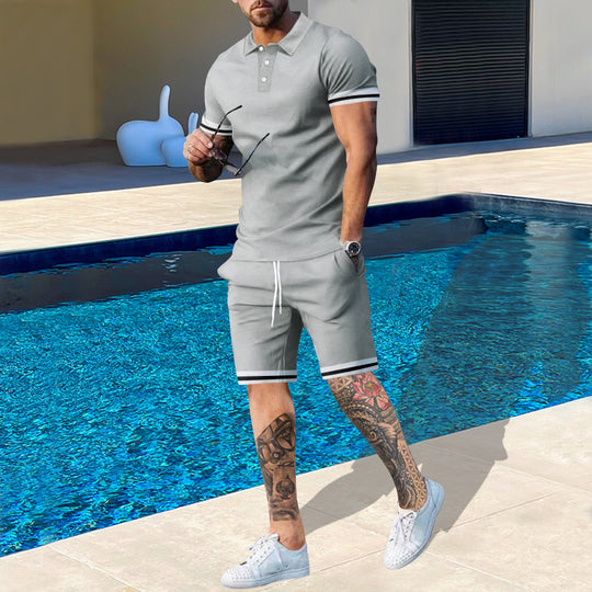 Herren sportliches Polo-Shirt und Shorts Set mit modernem Schnitt R&B