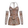Damen Einteiliger Overall mit modischem Leopardenmuster und verstellbaren Trägern R&B