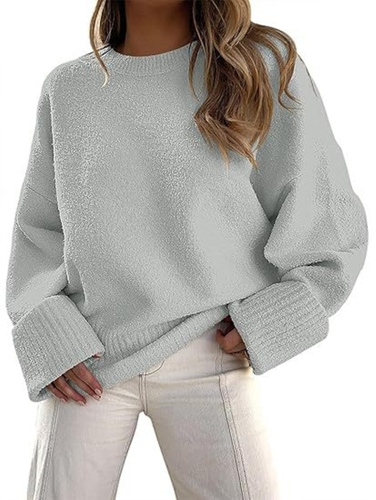 Damen Flauschiger Oversized Pullover mit breiten Bündchen