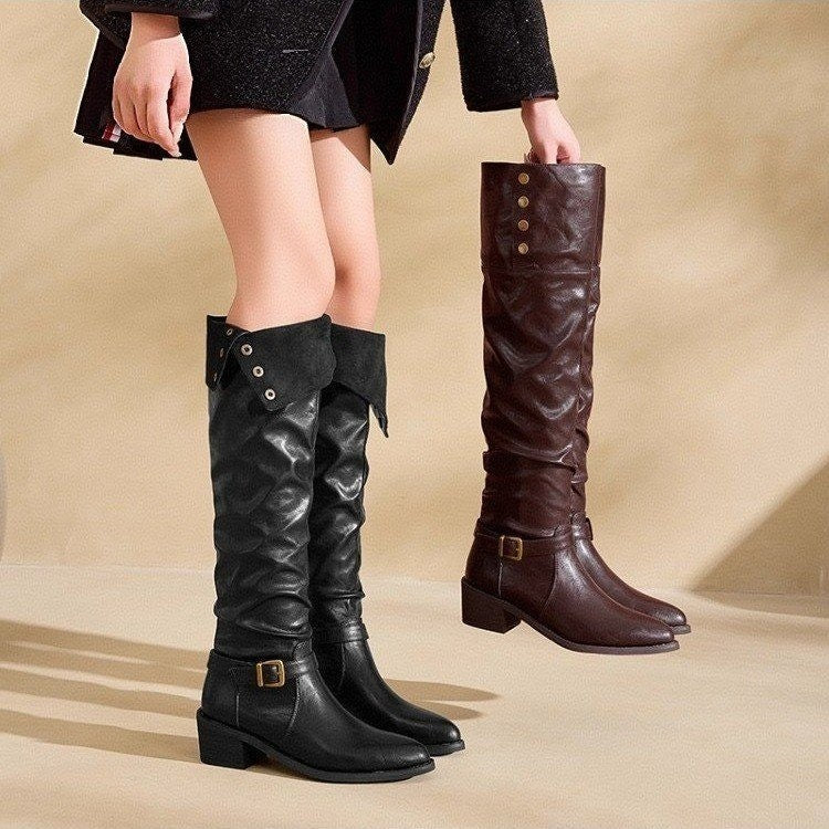 Damen Hochfront-Stiefel mit modischen Details und komfortablem Blockabsatz R&B