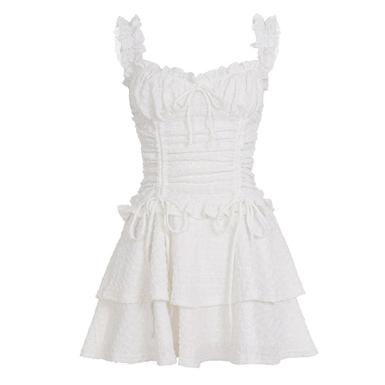 Damen süßes Minikleid mit Rüschen und verspieltem Volant R&B