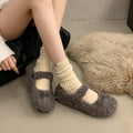 Damen Flauschige Hausschuhe mit elegantem Riemendesign R&B