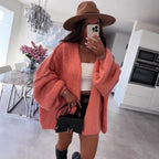 Damen oversized Strickjacke mit lässigen Ballonärmeln und strukturiertem Material R&B
