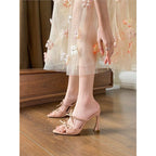 Damen elegante Slingback Sandalen mit Riemen und Schleifenverzierung R&B