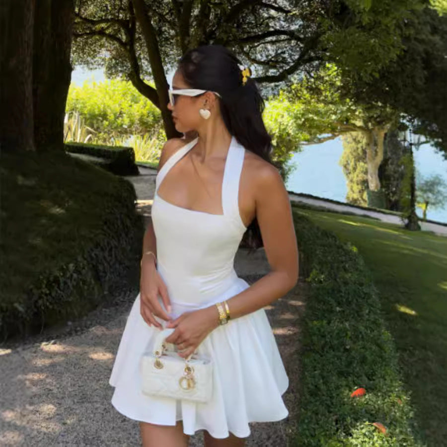 Damen Elegantes Hochzeitskleid mit schickem Halterdesign und schwingendem Rock R&B
