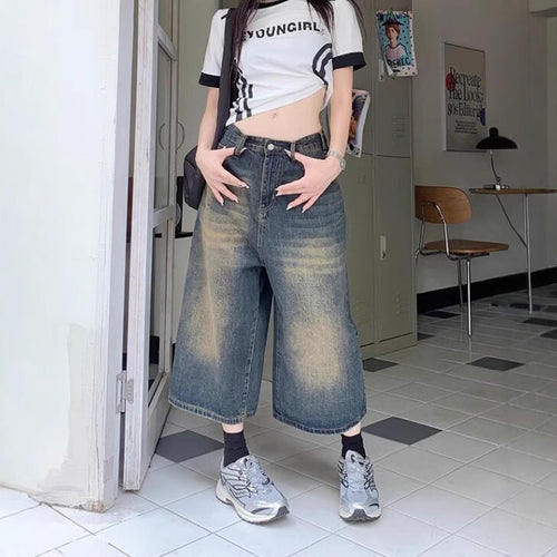 Damen Cargo-Jeans mit weitem Bein und hohem Bund R&B