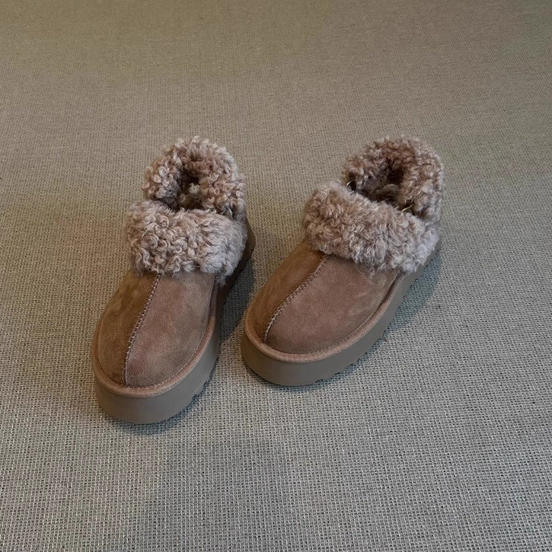 Damen Gemütliche Fell-Clogs mit weichem Innenfutter und rutschfester Sohle R&B
