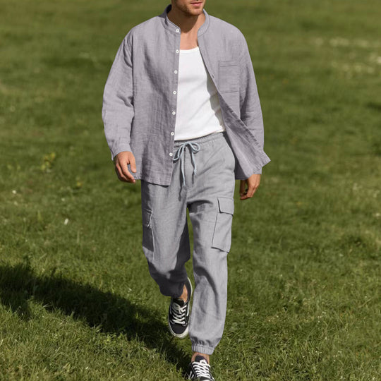 Herren lässiges Leinen-Set mit praktischen Taschen und atmungsaktiver Stoffqualität R&B