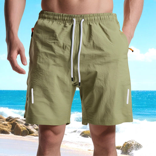 Herren nan ultraleichte schnelltrocknende Sport- und Badeshorts mit Elastikbund Kordelzug Reißverschlusstasche und reflektierendem Detail R&B