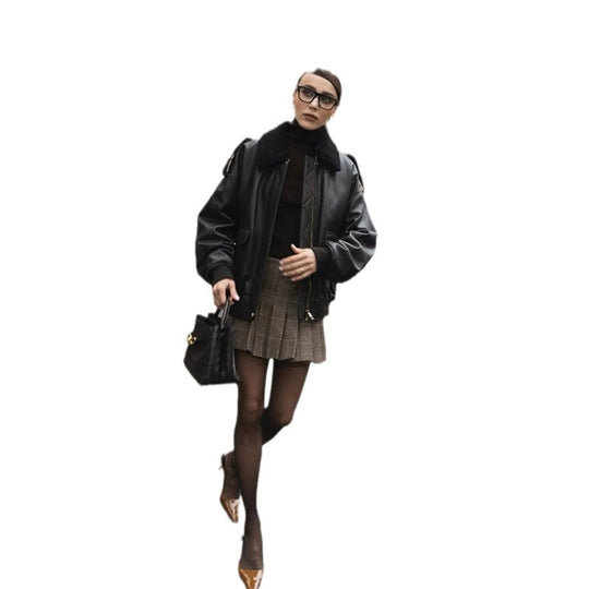 Damen jacke mit großem Kragen und lässigem Schnitt R&B