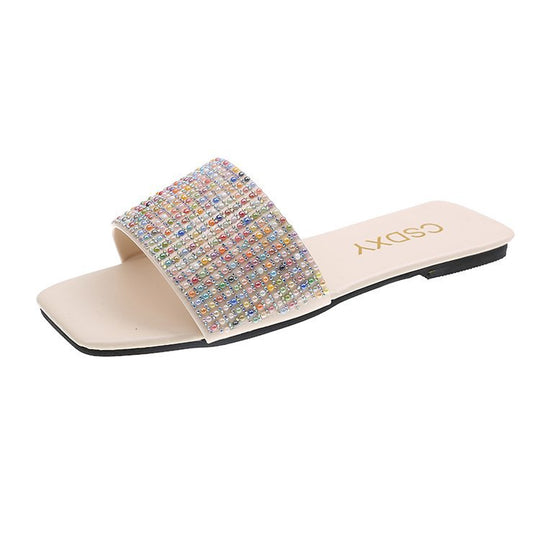 Damen Bequeme Mules mit funkelndem Strassdesign R&B