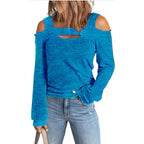 Damen modisches Longsleeve-Top mit Cut-Out-Details und Schulterfreiem Design R&B