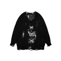 Damen oversized Pullover mit grafischem Print und distressed Details R&B