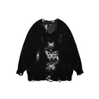 Damen oversized Pullover mit grafischem Print und distressed Details R&B