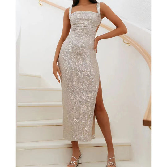 Damen Glamouröses Pailletten-Abendkleid im figurbetonten Design R&B