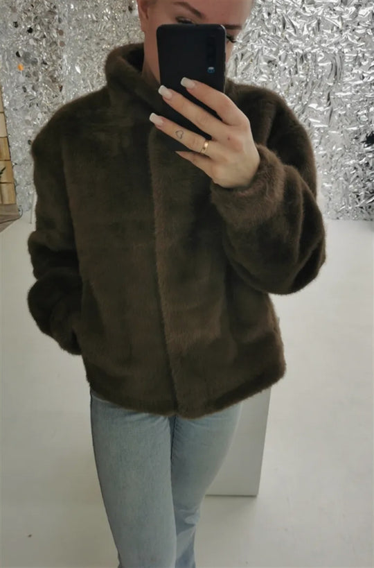 Damen Fleecejacke mit hohem Kragen und seitlichen Eingrifftaschen R&B