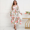 Damen Maxikleid mit botanical Druck und lässigem Schnitt R&B