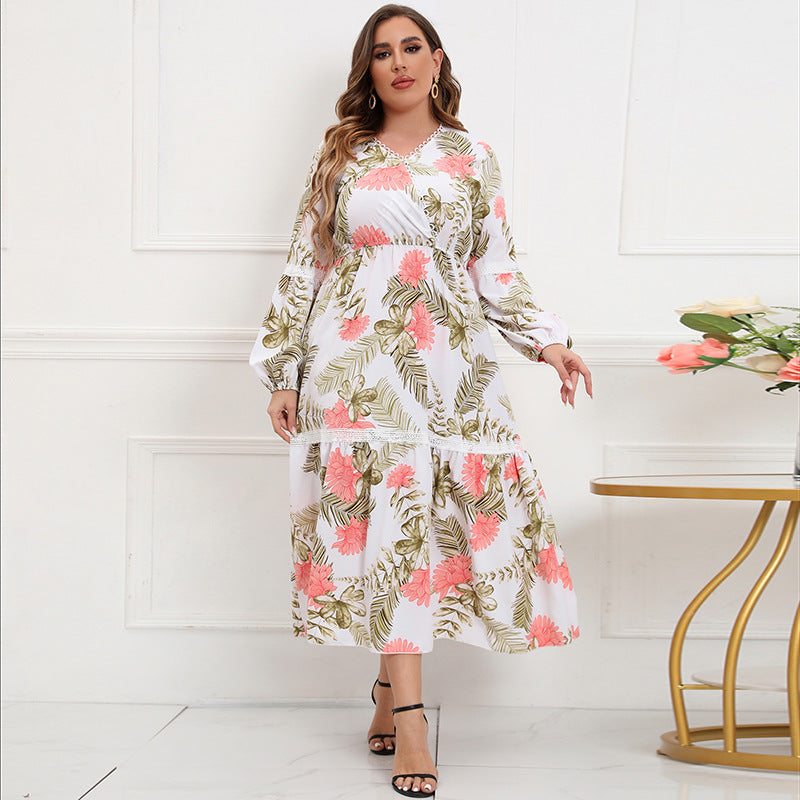 Damen Maxikleid mit botanical Druck und lässigem Schnitt R&B