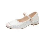 Damen Ballerina mit verstellbarem Riemen und glänzendem Zehenbereich R&B
