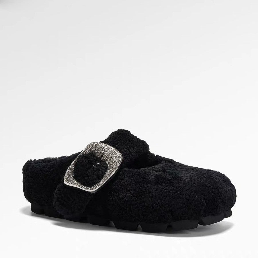Damen Hausschuhe aus weichem Fleece mit modischem Schnallenverschluss R&B