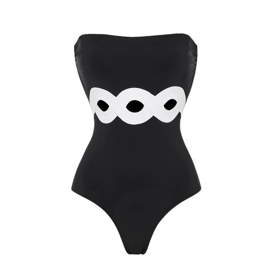 Damen eleganter V-Ausschnitt Schwimmanzug mit stilvollem Wickelrock R&B