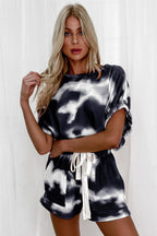Damen lässiges Tie-Dye Sweatset mit elastischem Bund und Kordelzug R&B
