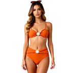 Damen Zweiteiler-Bikini mit raffinierten Rüschen und Muschel-Detail R&B