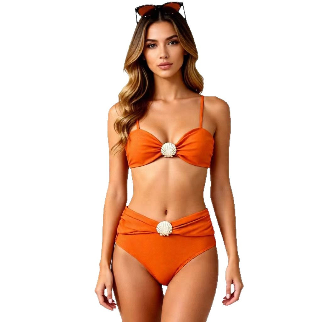 Damen Zweiteiler-Bikini mit raffinierten Rüschen und Muschel-Detail R&B