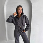 Damen Cropped Hoodie mit Reißverschluss R&B