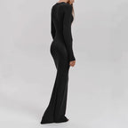 Damen Elegantes Langarm-Maxikleid mit figurformendem Schnitt und hohem Komfort R&B