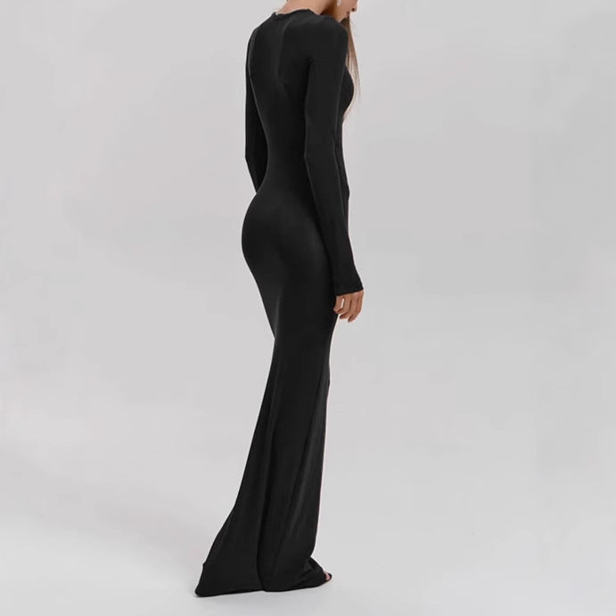 Damen Elegantes Langarm-Maxikleid mit figurformendem Schnitt und hohem Komfort R&B